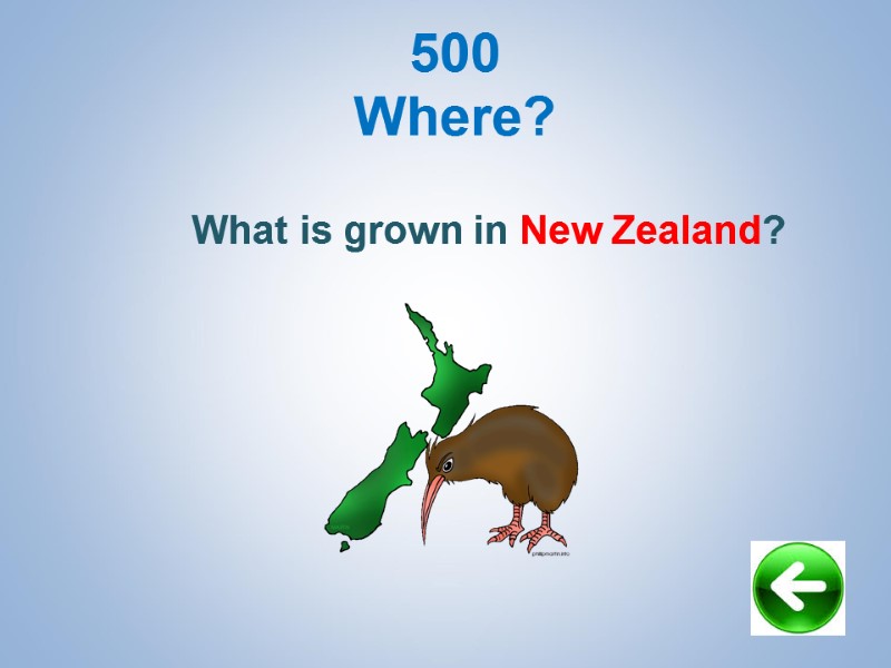 500 Where? What is grown in New Zealand?